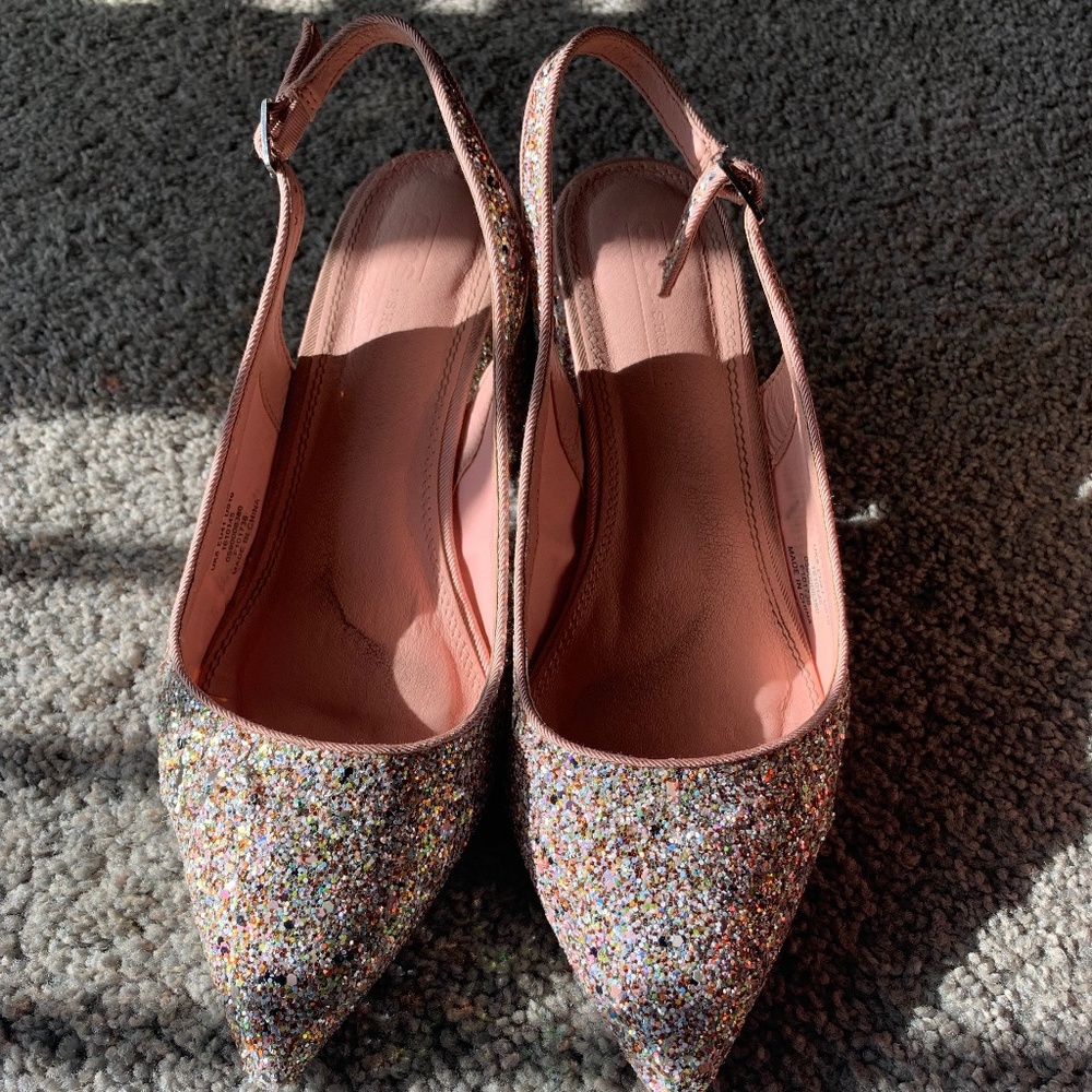 Pink mid-heel slingbacks